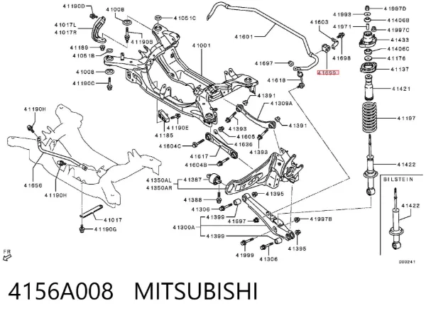 Buje de barra estabilizadora trasera 4156A008 Mitsubishi
