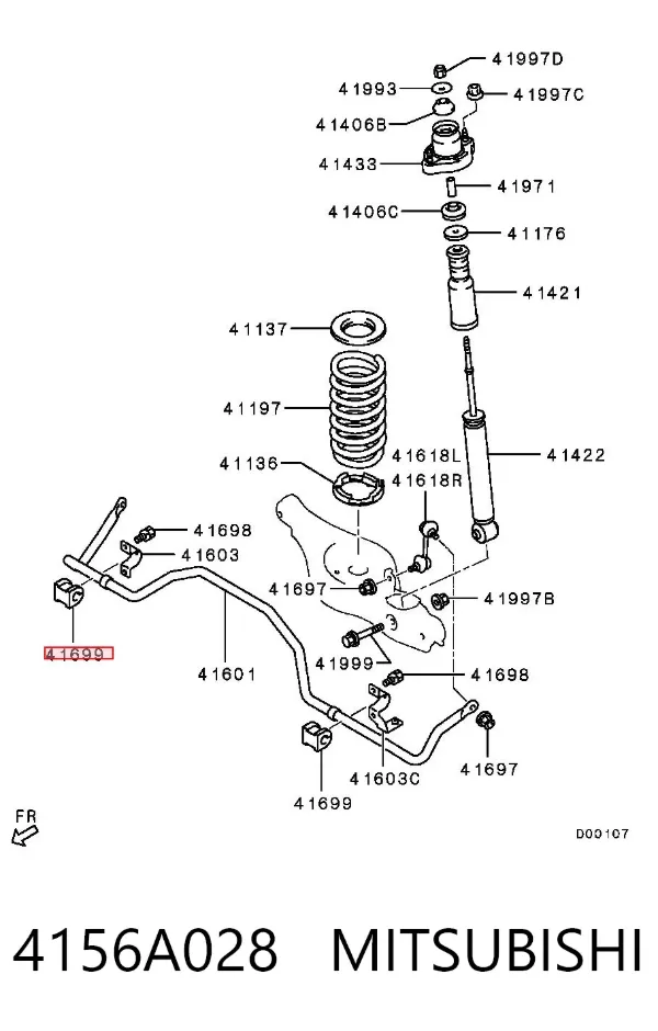Buje de barra estabilizadora trasera 4156A028 Mitsubishi