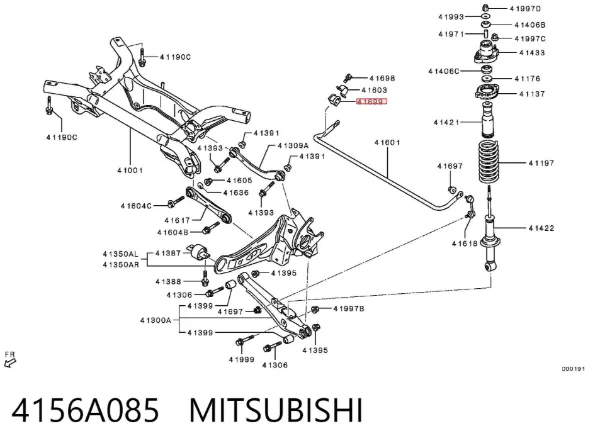 Buje de barra estabilizadora trasera 4156A085 Mitsubishi