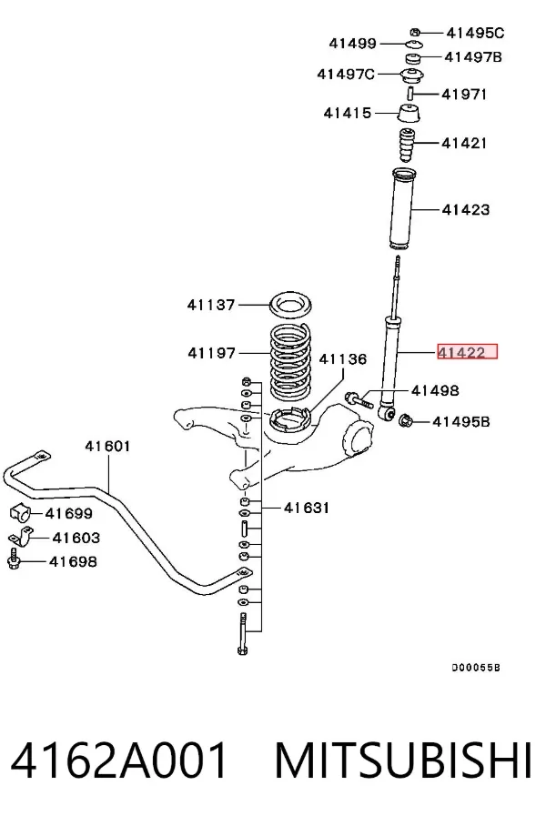 Amortiguador trasero 4162A001 Mitsubishi