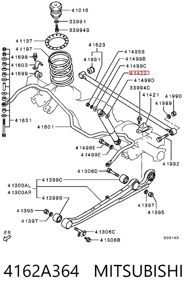 Amortiguador trasero 4162A364 Mitsubishi