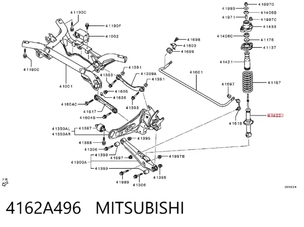 Amortiguador trasero 4162A496 Mitsubishi
