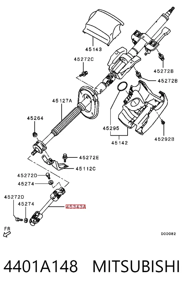 Eje inferior de la columna de dirección 4401A148 Mitsubishi