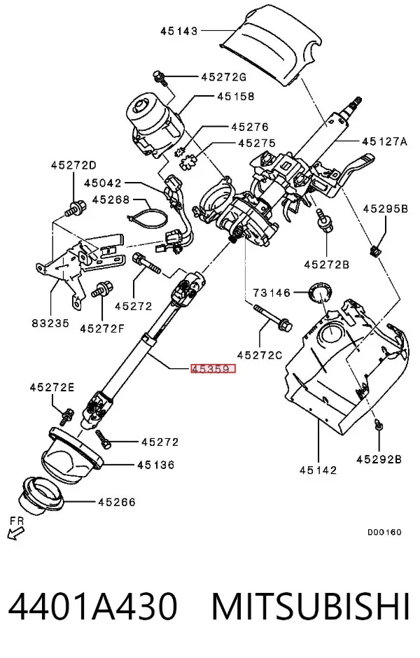 Eje inferior de la columna de dirección 4401A430 Mitsubishi