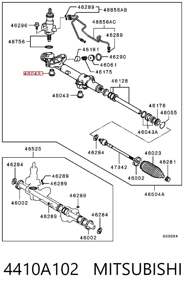 Silentblock de montaje de la cremallera de dirección 4410A102 Mitsubishi