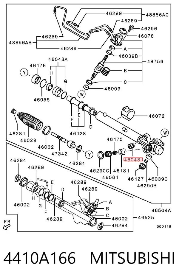 Silentblock de montaje de la cremallera de dirección 4410A166 Mitsubishi