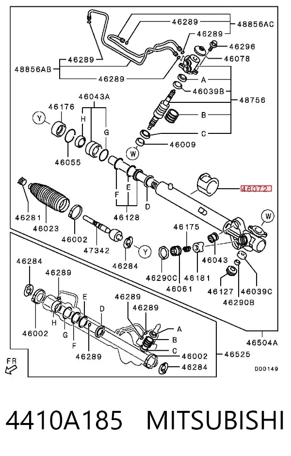 Buje de fijación de la cremallera de dirección 4410A185 Mitsubishi