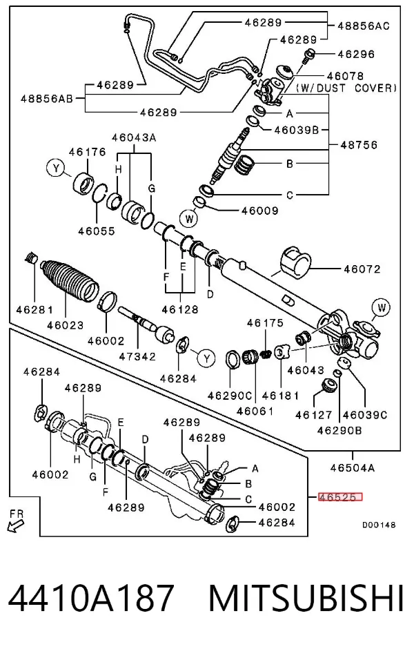Kit de reparación, mecanismo dirección 4410A187 Mitsubishi