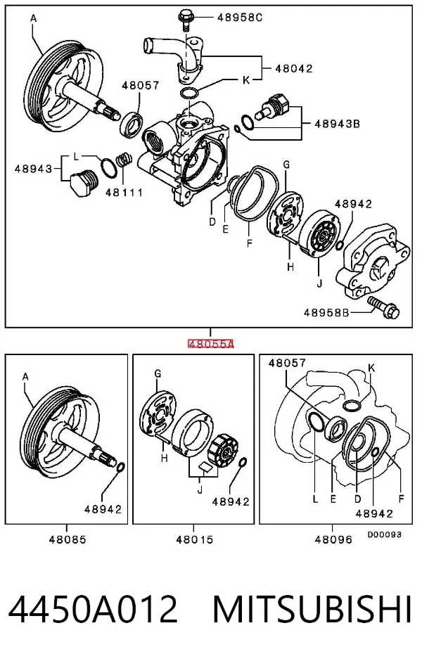 Bomba de dirección 4450A012 Mitsubishi