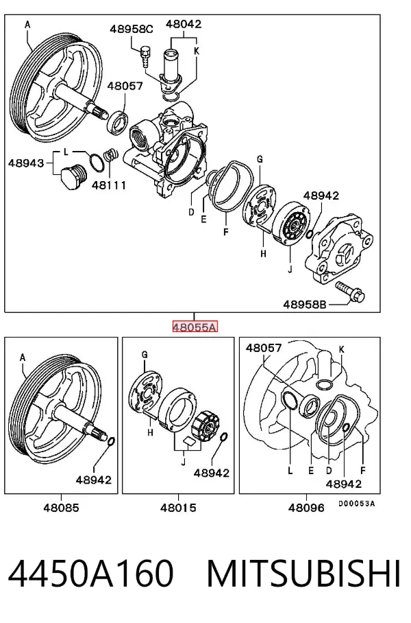 Bomba de dirección 4450A160 Mitsubishi