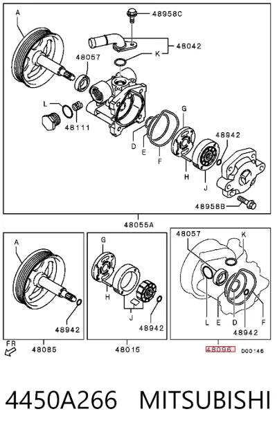 Juego de reparación de bomba de dirección hidráulica MITSUBISHI 4450A266