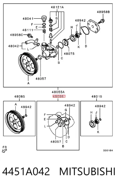 Juego de reparación de bomba de dirección hidráulica MITSUBISHI 4451A042
