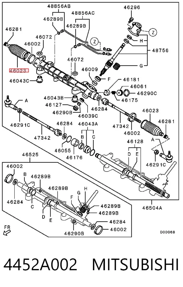 Fuelle dirección 4452A002 Mitsubishi