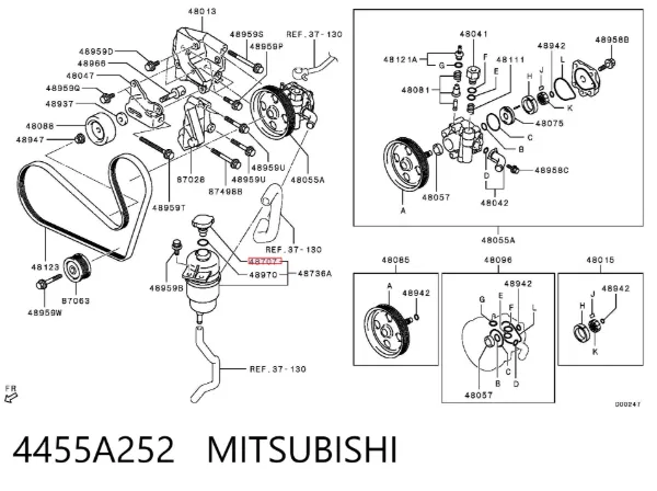 Tapa del depósito de la bomba de dirección asistida 4455A252 Mitsubishi