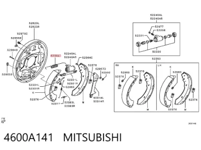Muelle de las zapatas de freno traseras de tambor MITSUBISHI 4600A141
