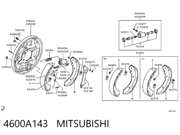 Regulador de freno de tambor trasero 4600A143 Mitsubishi