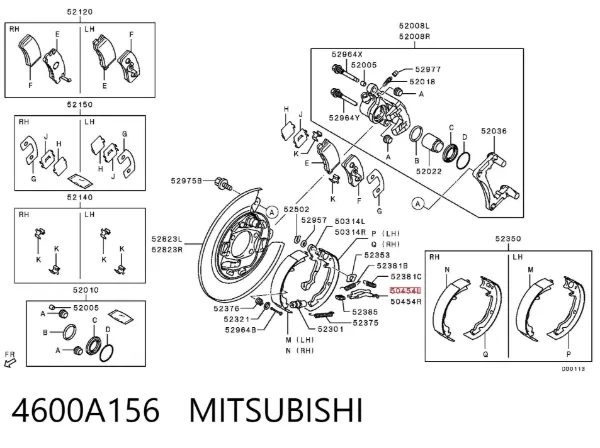 Abrazadera tensora del tambor de freno izquierda 4600A156 Mitsubishi