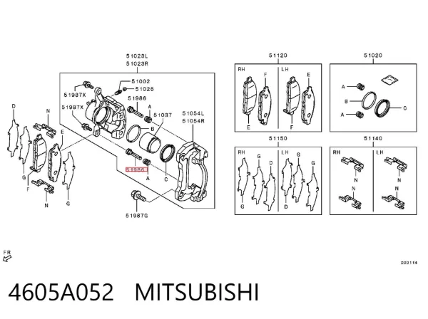 Guía de la pinza de freno delantera 4605A052 Mitsubishi