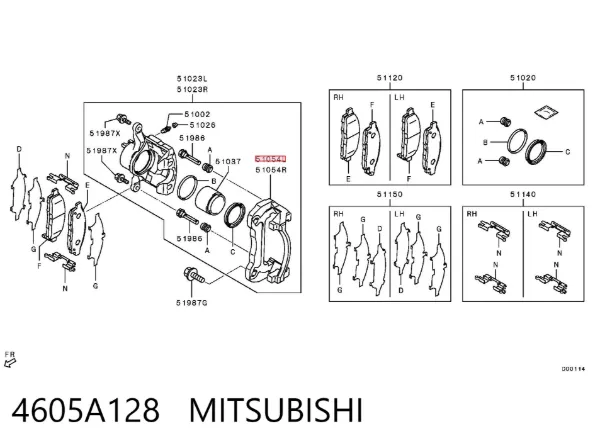 Soporte de la pinza de freno delantera 4605A128 Mitsubishi