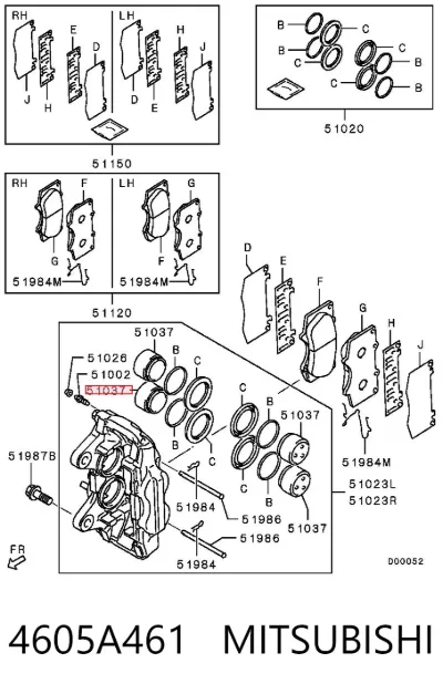 Émbolo de la pinza de freno delantera MITSUBISHI 4605A461