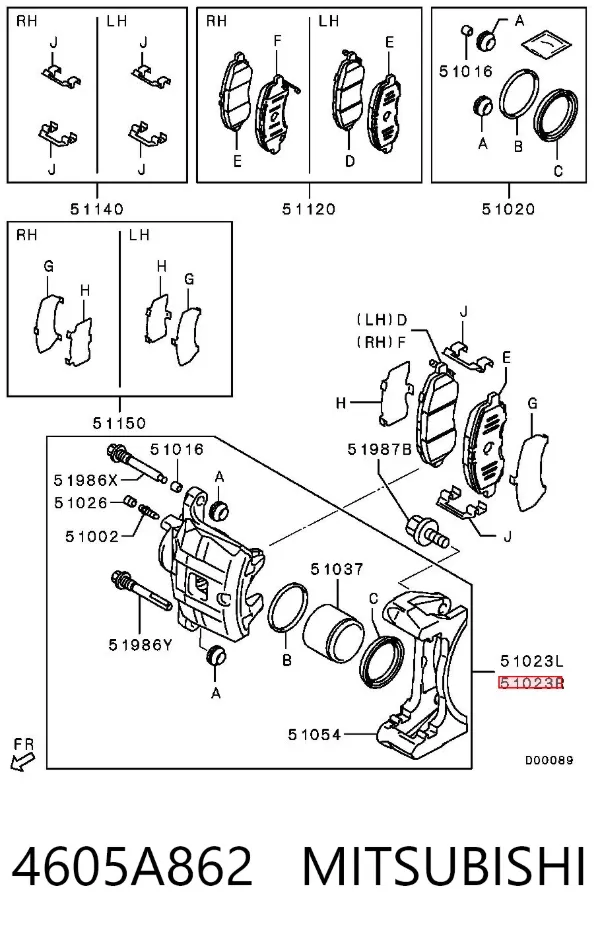 Pinza de freno delantera derecha 4605A862 Mitsubishi