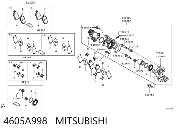 Pastillas de freno traseras 4605A998 Mitsubishi
