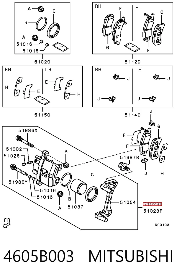 Pinza de freno delantera izquierda 4605B003 Mitsubishi