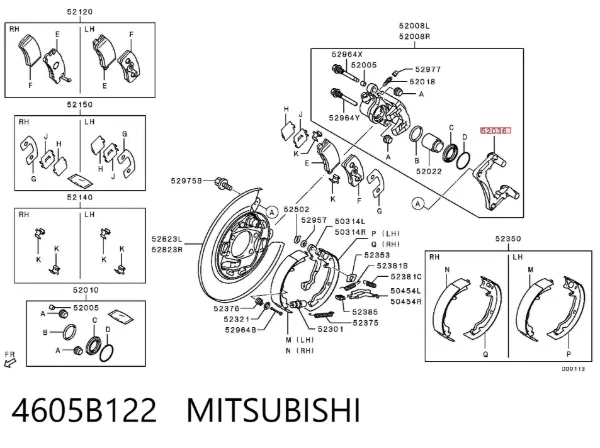 Soporte de la pinza de freno trasera 4605B122 Mitsubishi