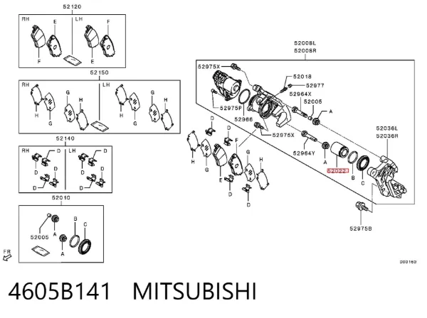 Émbolo de la pinza de freno trasera 4605B141 Mitsubishi
