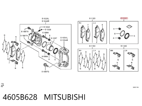 Kit de reparación de pinzas de freno 4605B628 Mitsubishi