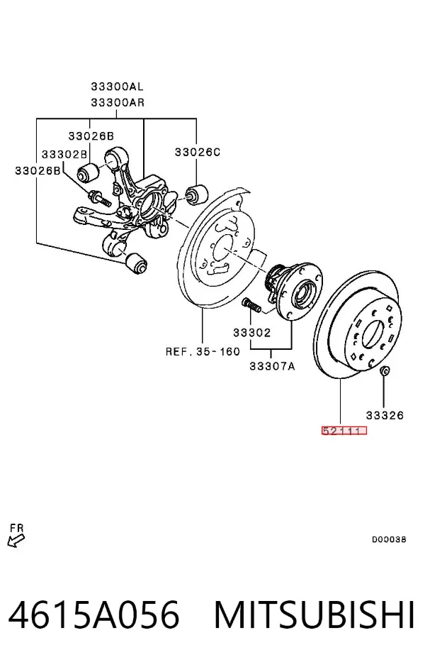 Disco de freno trasero 4615A056 Mitsubishi