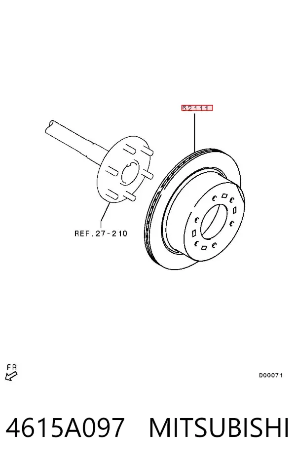 Disco de freno trasero 4615A097 Mitsubishi