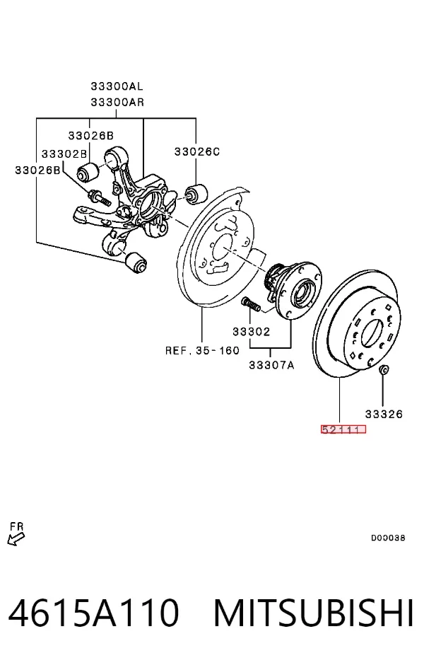 Disco de freno trasero 4615A110 Mitsubishi