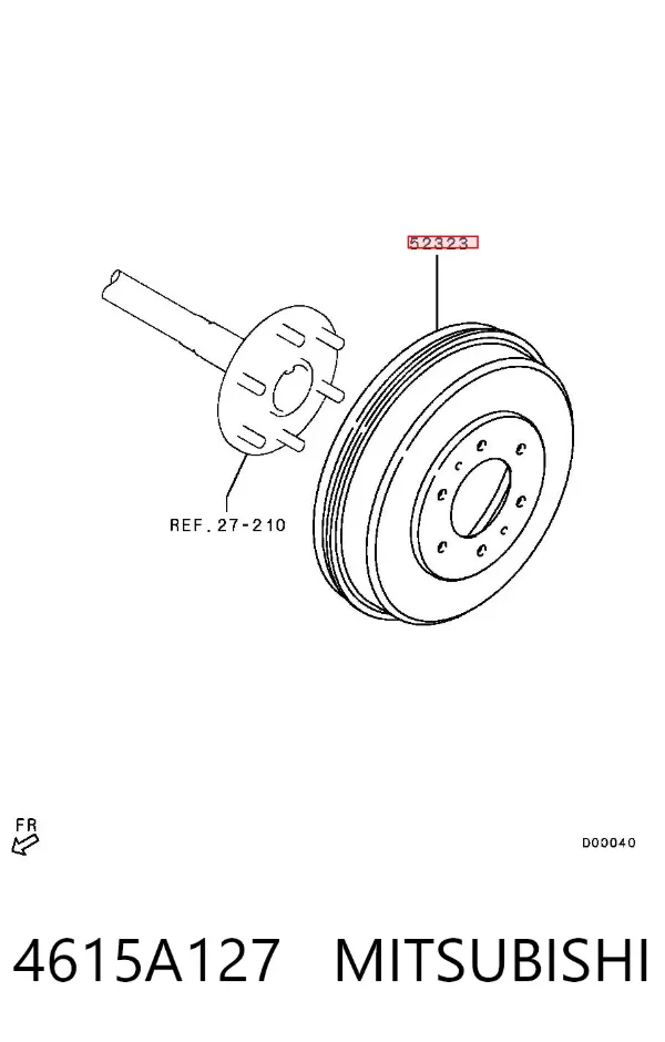 Tambor de freno trasero 4615A127 Mitsubishi