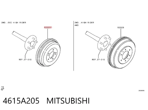 Tambor de freno trasero 4615A205 Mitsubishi