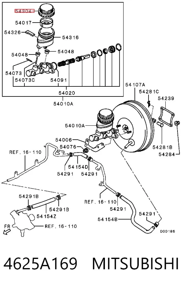 Tapa del depósito del cilindro maestro de freno 4625A169 Mitsubishi