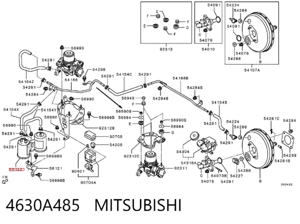 Recipiente de vacío del motor 4630A485 Mitsubishi