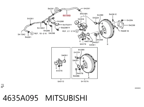 Tubo de vacío del servofreno 4635A095 Mitsubishi