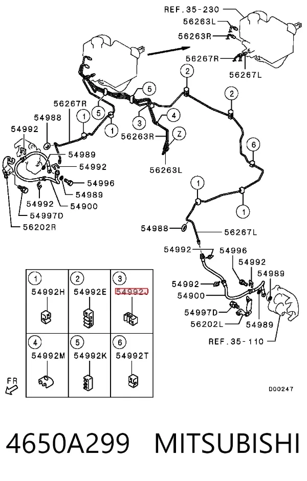 Abrazadera de tubo de freno 4650A299 Mitsubishi