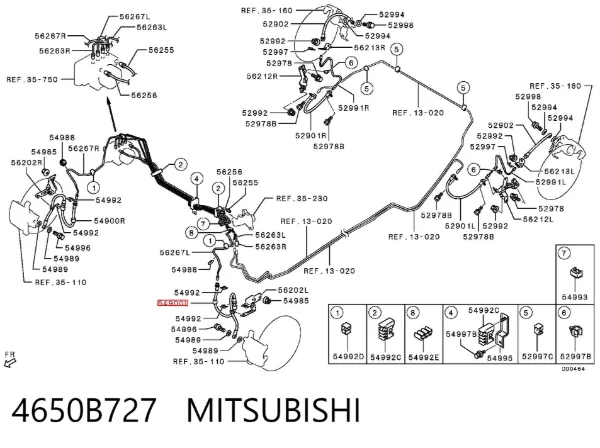 Latiguillos de freno delantero izquierdo 4650B727 Mitsubishi