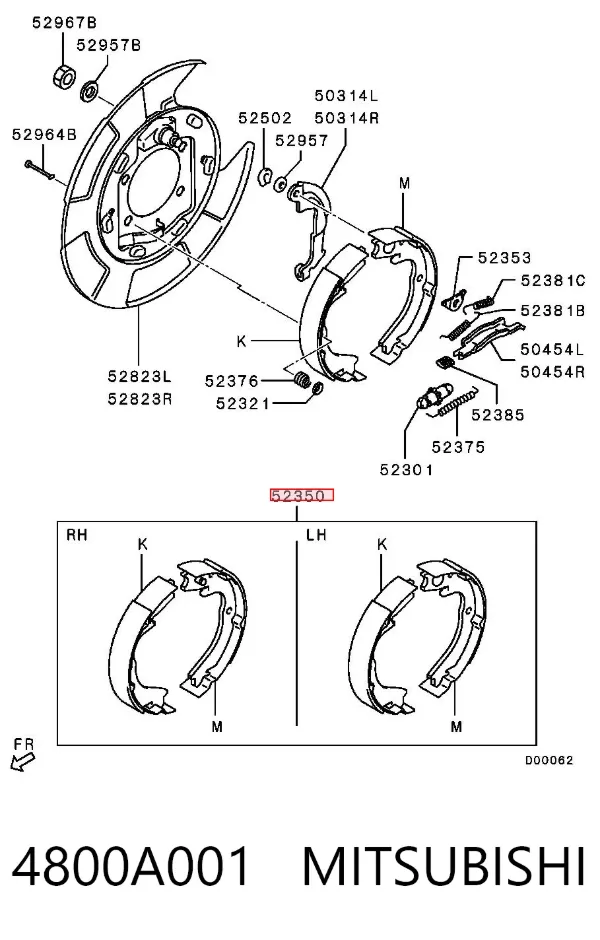 Zapatas de freno de mano 4800A001 Mitsubishi
