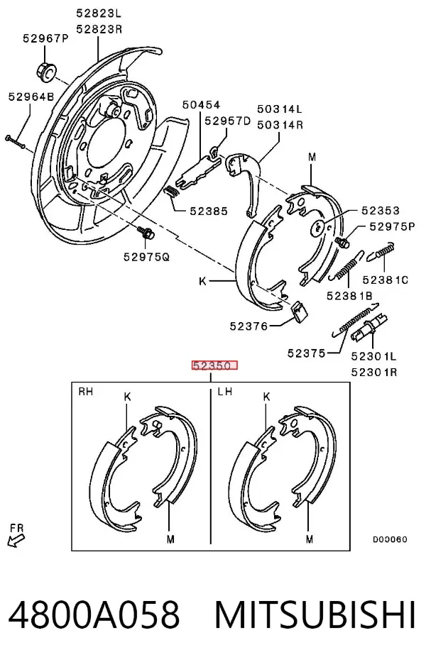 Zapatas de freno de mano 4800A058 Mitsubishi