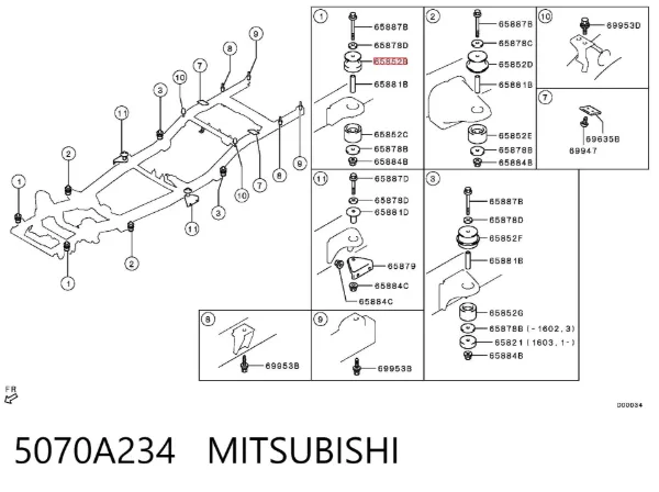 Cojín de bastidor 5070A234 Mitsubishi