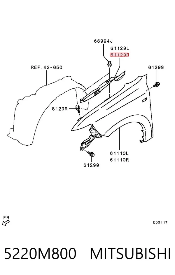 Sellado de guardabarros 5220M800 Mitsubishi