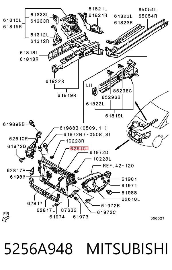 Soporte de radiador 5256A948 Mitsubishi