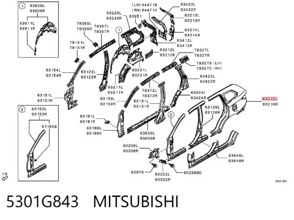 Aleta trasera izquierda 5301G843 Mitsubishi