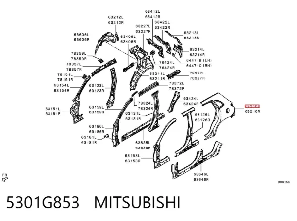 Aleta trasera izquierda 5301G853 Mitsubishi