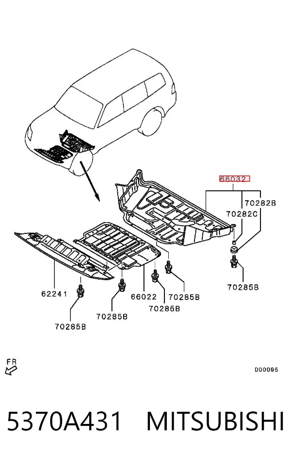 Protección trasera del motor 5370A431 Mitsubishi