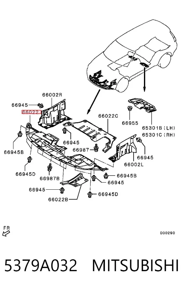 Protector para parachoques 5379A032 Mitsubishi