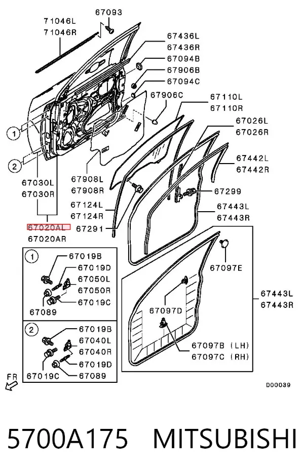 Puerta delantera izquierda 5700A175 Mitsubishi
